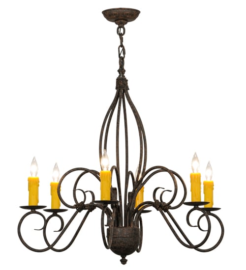 148751 28 in. Squire 6 Light Chandelier, Coffee Bean