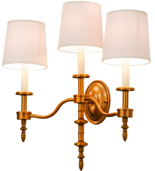 148901 22 in. Toby 3 Light Wall Sconce, Brass Tint