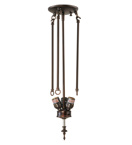22 in. Semi Flush Mount No Chain 3 Light - M & B Steel & Brass