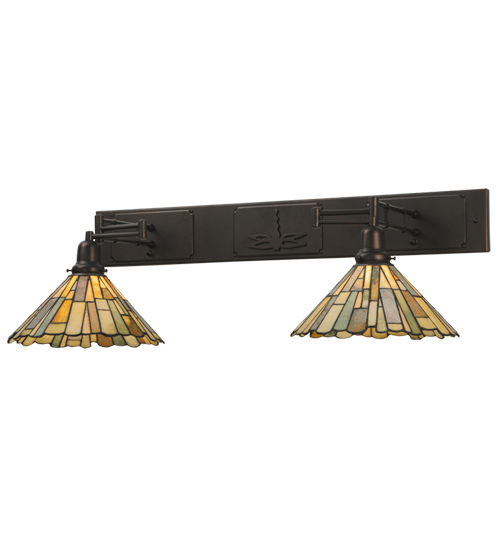 150279 36-55 in. Delta Jadestone 2 Light Swing Arm Wall Sconce, Mahogany Bronze