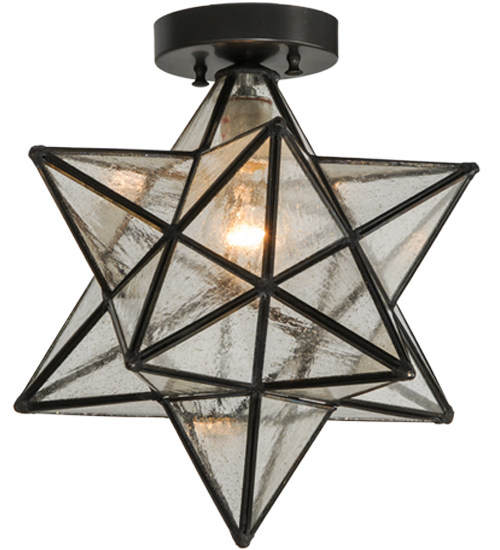 Picture of Meyda 150958 12 in. Moravian Star Clear Seedy Flushmount, 21840 Glass Craftsman Brown