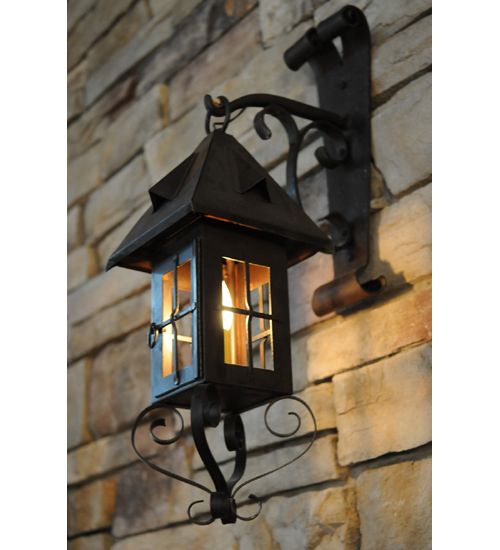 151878 18 in. 1 Light Lantern Wall Sconce, Hand Wrought Iron