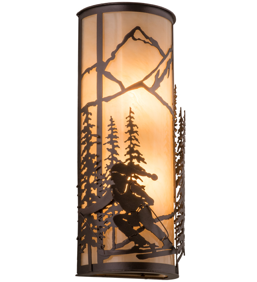 8 in. Alpine Left Wall Sconce, Mahogany Bronze & Carmel Onyx Acrylic