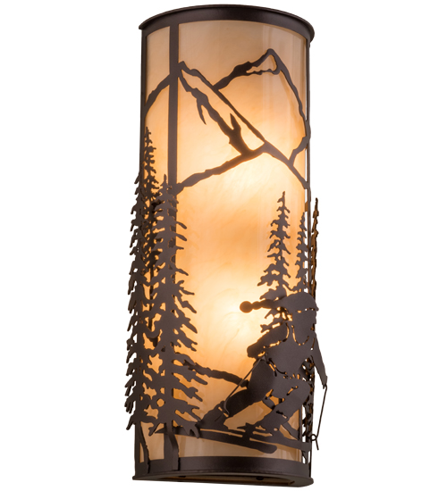8 in. Alpine Right Wall Sconce, Mahogany Bronze & Carmel Onyv Acrylic
