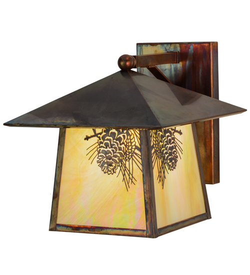 152568 12 in. Stillwater Winter Pine Solid Mount Wall Sconce, Bai Vintage Copper
