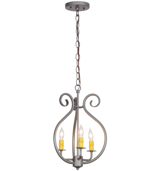 152814 12 in. Easton 3 Light Chandelier, Blackened Pewter