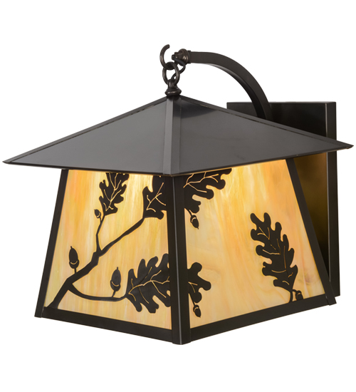 16 in. Stillwater Oak Leaf Curved Arm Wall Sconce, Bai Craftsman