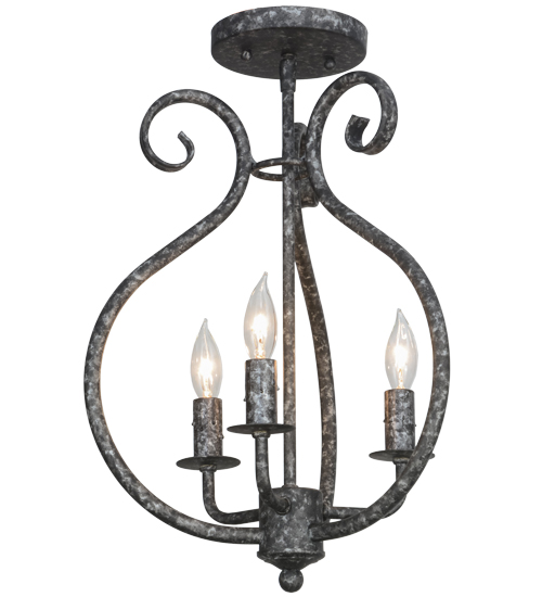153438 12 in. Easton 3 Light Semi-Flushmount, Graphite Pewter