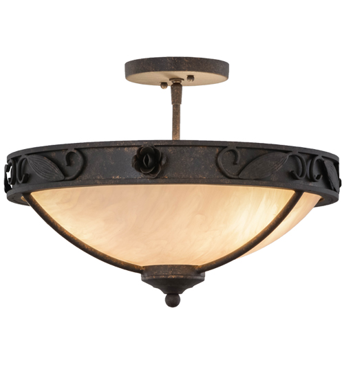 17 in. Arabesque Flushmount, Copper Rust & Alabaster Acrylic Gold High Lights