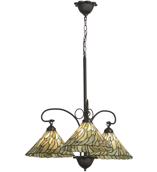 153966 30 in. Willow Jadestone 3 Light Chandelier, Mahogany Bronze -  Meyda