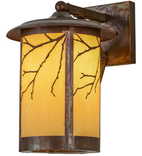 10 in. Fulton Branches Solid Mount Wall Sconce, Earth Marble Hammered Vintage Copper