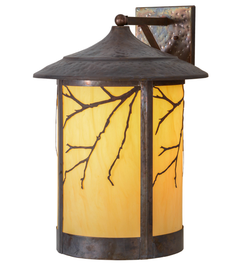 16 in. Fulton Branches Solid Mount Wall Sconce, Hammered Vintage Copper Earth Marble