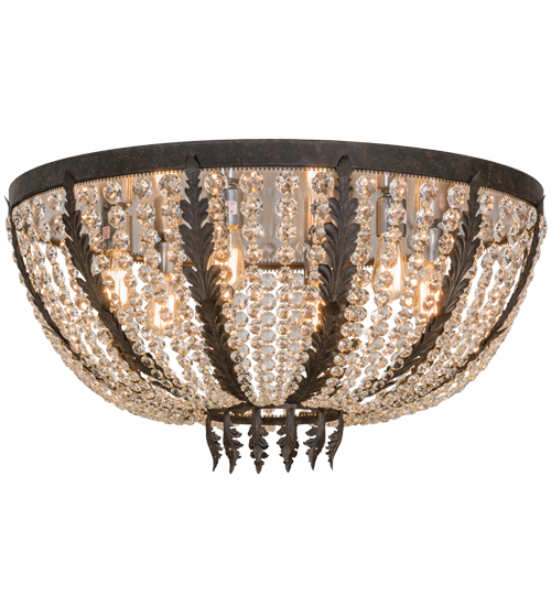 154797 32 in. Chrisanne Crystal Flushmount, Chestnut