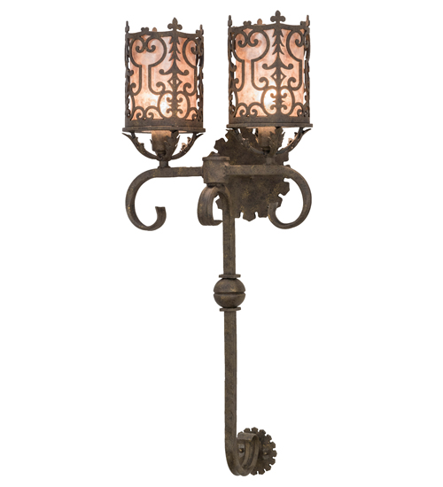 155181 16 in. Oskar 2 Light Wall Sconce, Antiquity & Silver Mica
