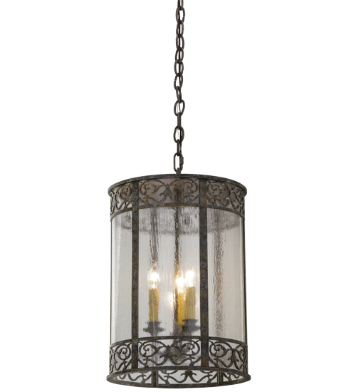 14 in. Antencio Pendant, Ash & Clear Seedy Glass
