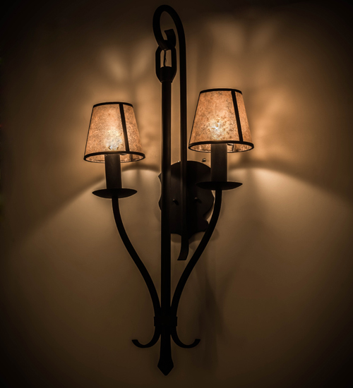 20 in. Nehring 2 Light Wall Sconce, Costello Black & Silver Mica