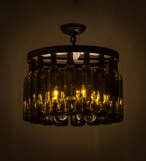 19 in. Tuscan Vineyard Estate Flushmount, Black