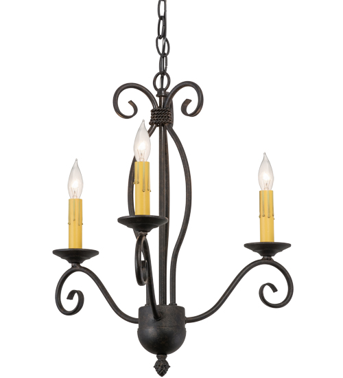 18 in. Sienna 3 Light Chandelier, Chestnut - Victorian Lodge