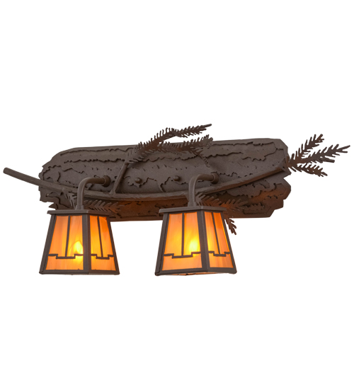 25 in. Pine Branch Valley View 2 Light Wall Sconce, Cafe Noir & Has