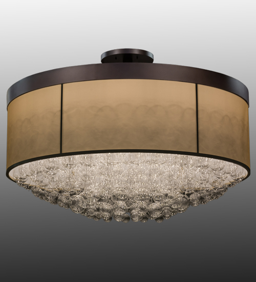 72 in. Cilindro Bulle Semi-Flushmount, Mahogany Bronze & Macadamia