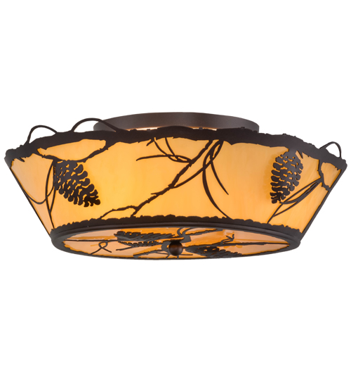 22 in. Whispering Pines Flushmount, Mahogany Bronze & Earth Marble