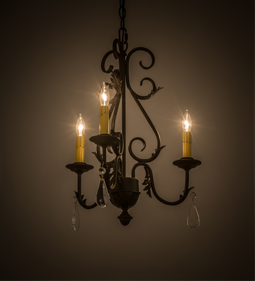 18 in. French Elegance 3 Light Chandelier, Chestnut
