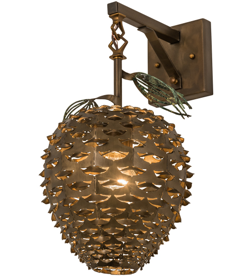 158943 11 in. Stoneycreek Pinecone Hanging Wall Sconce, Antique Copper