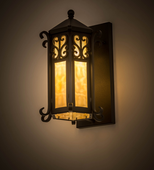9 in. Caprice Lantern Wall Sconce, Black & Baf-0638