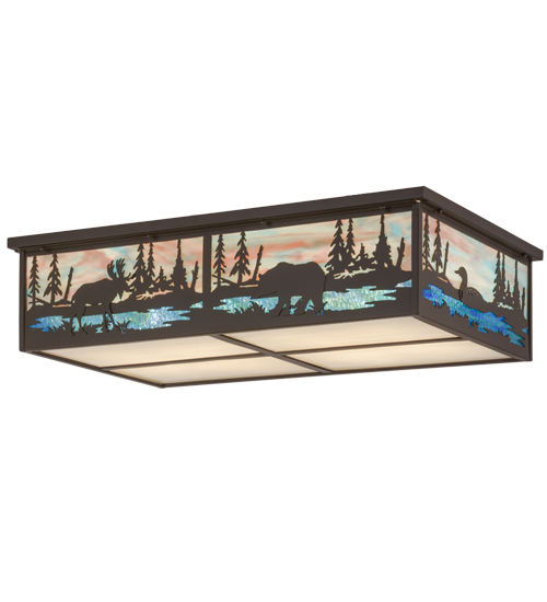 36 in. Wildlife At Pine Lake Flushmount, Timeless Bronze