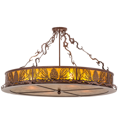 159669 36 in. Mountain Pine Semi-Flushmount, Rust & Amber Mica