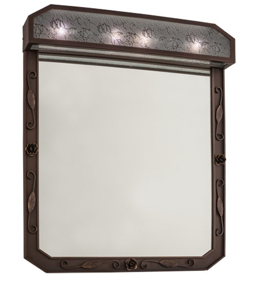 30 in. Arabesque Lighted Vanity Mirror, Mahogany Bronze Hollander Delta Frost Glass