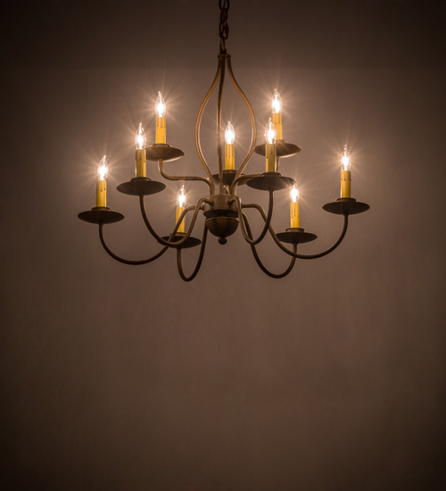 160692 28 in. Earl 9 Light Chandelier, Rustic Iron 063U
