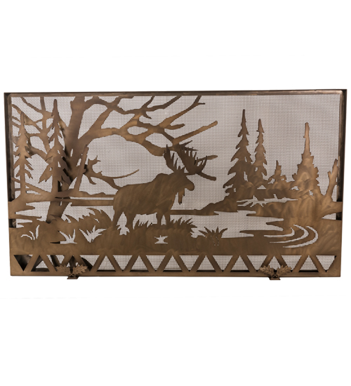 63 x 35 in. Moose Creek Fireplace Screen, Antique Copper