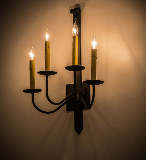 166717 16 in. Primitive 4 Light Wall Sconce, Costello Black