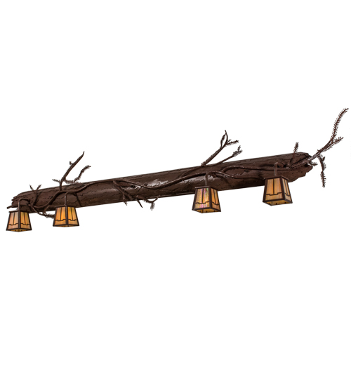 74 in. Pine Branch Valley View 4 Light Vanity Light, Rust & Wrought Iron & Bai