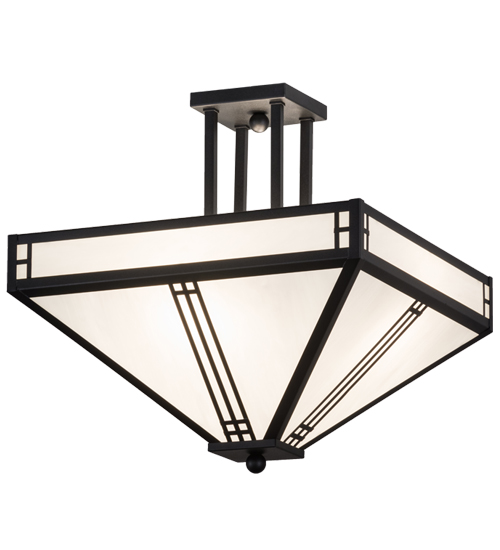 18 in. Square Prairie Loft Semi-Flushmount, Ca Black Text Powder Coat