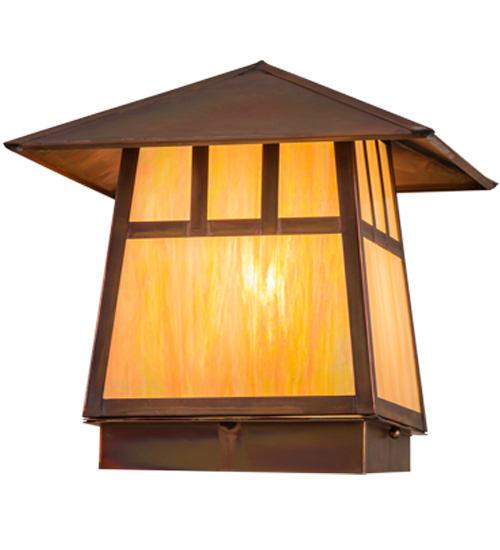 162022 12 in. Square Stillwater Double Bar Mission Deck Light, Bai Vintage Copper