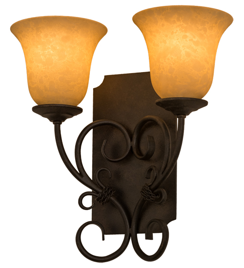 162462 14 in. Thierry 2 Light Wall Sconce, Chestnut Textured