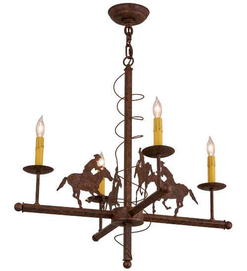 26 in. Cowboy 4 Light Chandelier, Rusty Nail