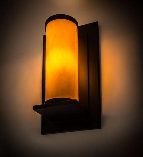 12 in. Legacy House Wall Sconce, Black & Earth Marble Acrylic - Lodge Contemporary Acrylic