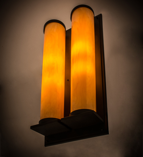 18 in. Legacy House 2 Light Wall Sconce, Black & Earth Marble Acrylic