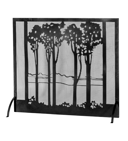 165940 55 x 48 in. Tall Poplars Fireplace Screen, Costello Black