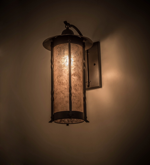 12 in. Cilindro Dorchester Wall Sconce, Timeless Bronze & Silver Mica