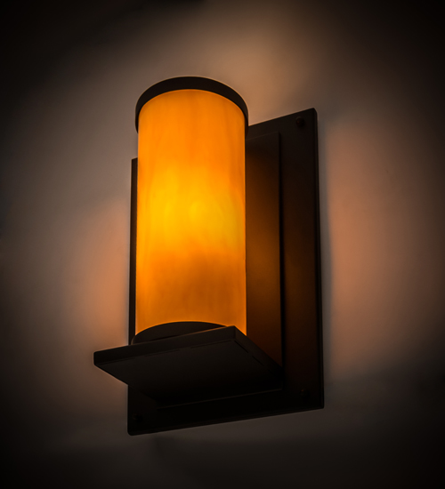 166951 12 in. Legacy House Wall Sconce, Black & Earth Marble Acrylic - Lodge Contemporary Acrylic