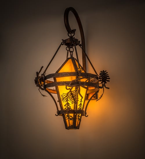 18 in. Lone Pine Wall Sconce, Vintage Copper & Earth Marble Acrylic