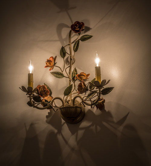 167895 17 in. Symphony Rose Basket 2 Light Wall Sconce