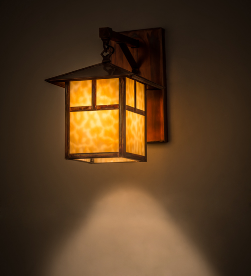 9 in. Seneca T Mission Hanging Wall Sconce, Beige Vintage Copper