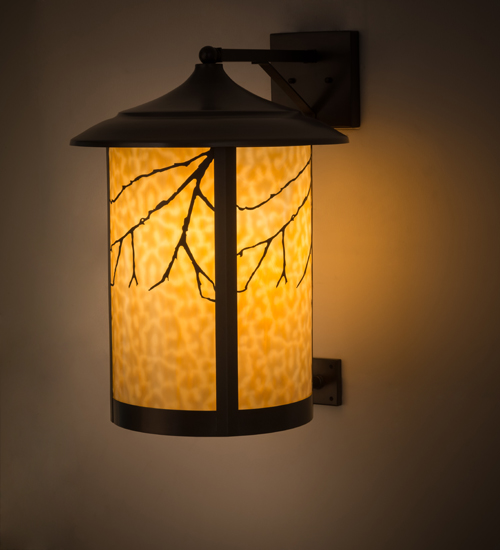 16 in. Fulton Branches Solid Mount Wall Sconce, Beige Craftsman Brown