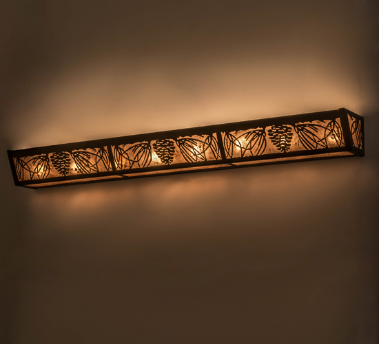 48 in. Mountain Pine Vanity Light, Antique Copper & Silver Mica