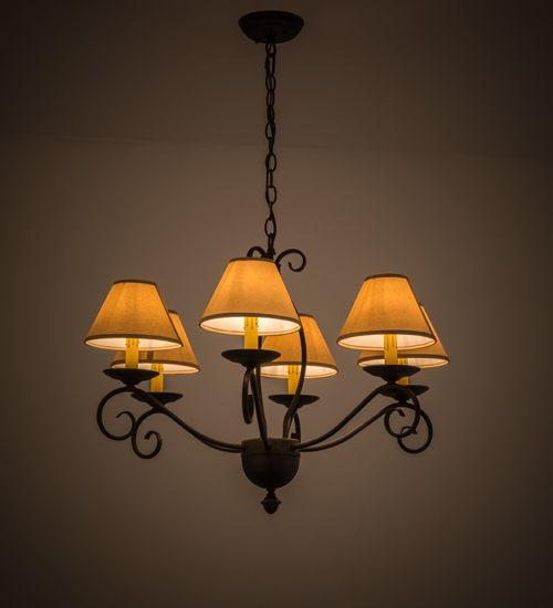 30 in. Sienna 6 Light Chandelier, Chestnut